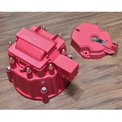 TAMPA COM ROTOR DO DISTRIBUIDOR IGNIÇÃO ELETRONICA ( SISTEMA HEI ) VERMELHA FORD MOTOR 5.8 351W ( WINDSOR )