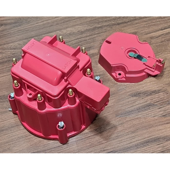 TAMPA COM ROTOR DO DISTRIBUIDOR IGNIÇÃO ELETRONICA ( SISTEMA HEI ) VERMELHA FORD MOTOR 5.8 351W ( WINDSOR )