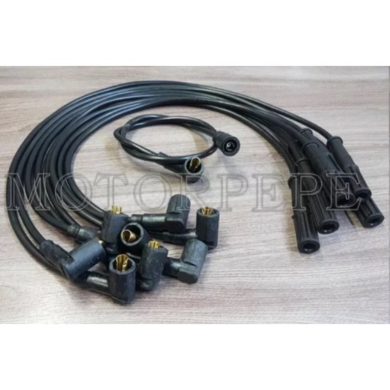 CABO DE VELA MOTOR 302 ( JOGO SISTEMA ORIGINAL ) 7MM PRETO COMUM EM COBRE GALAXIE - LANDAU ( MOTOR V8 )