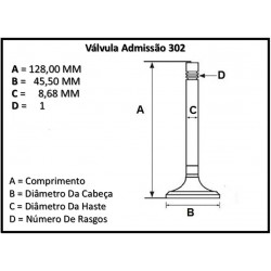 VALVULA DE ADMISSAO E ESCAPE ( 0,00 = STD ) JOGOS FORD MOTOR 5.8 351W ( WINDSOR )