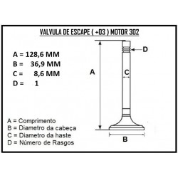 VALVULA DE ADMISSAO E ESCAPE +03 ( JOGOS ) FORD MOTOR 5.8 351W ( WINDSOR )