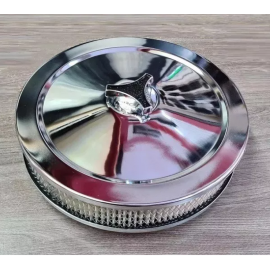 FILTRO DE AR COMPLETO ( 10 POL. ) CROMADO LISO GALAXIE - LANDAU ( MOTOR V8 )