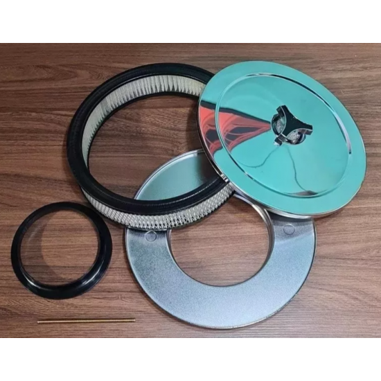 FILTRO DE AR COMPLETO ( 10 POL. ) CROMADO LISO GALAXIE - LANDAU ( MOTOR V8 )