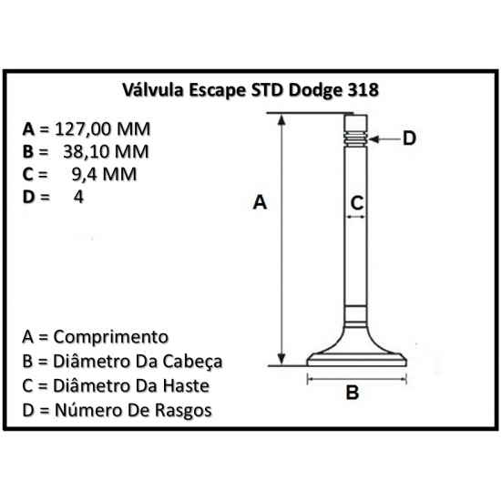 VALVULA DE ESCAPE +000 = STD ( JOGO ) DODGE V8 ( MOTOR 273 318 ) 5.2